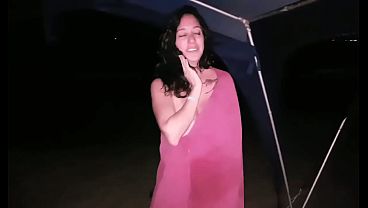 I masturbate on a public beach at night and I cum hard, I get sand everywhere!